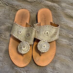 Jack Rogers Metallic Gold Slip-On Sandals